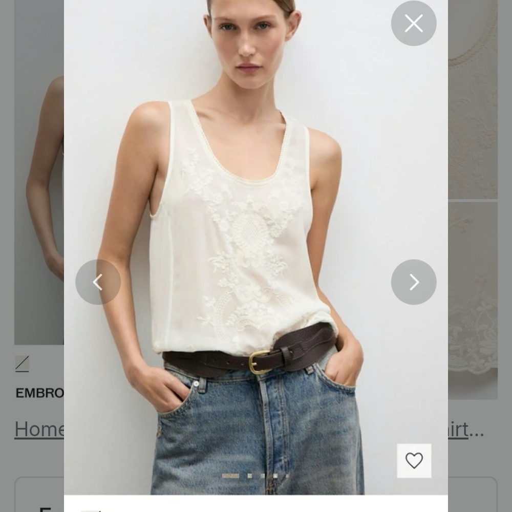 Elegant Cream Embroidered Tank Top.Embroided strap topL / US 12-14·New with tag